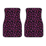 Purple Marijuana Leaf Pattern Print Front Car Floor Mats