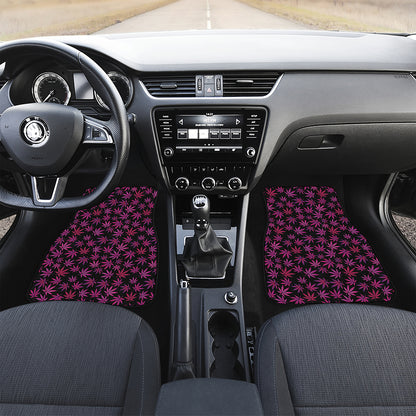 Purple Marijuana Leaf Pattern Print Front Car Floor Mats