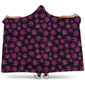 Purple Marijuana Leaf Pattern Print Hooded Blanket