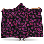 Purple Marijuana Leaf Pattern Print Hooded Blanket