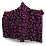 Purple Marijuana Leaf Pattern Print Hooded Blanket