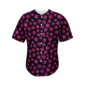 Purple Marijuana Leaf Pattern Print Men's Baseball Jersey