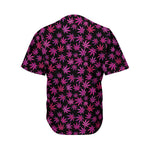 Purple Marijuana Leaf Pattern Print Men's Baseball Jersey