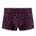 Purple Marijuana Leaf Pattern Print Men's Boxer Briefs