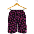 Purple Marijuana Leaf Pattern Print Men's Shorts