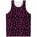 Purple Marijuana Leaf Pattern Print Men's Tank Top