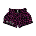 Purple Marijuana Leaf Pattern Print Muay Thai Boxing Shorts