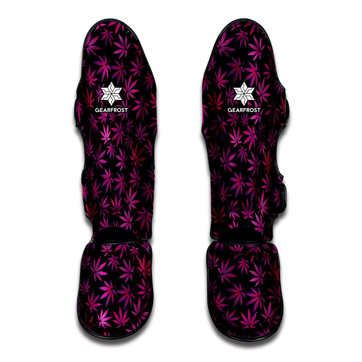 Purple Marijuana Leaf Pattern Print Muay Thai Shin Guard