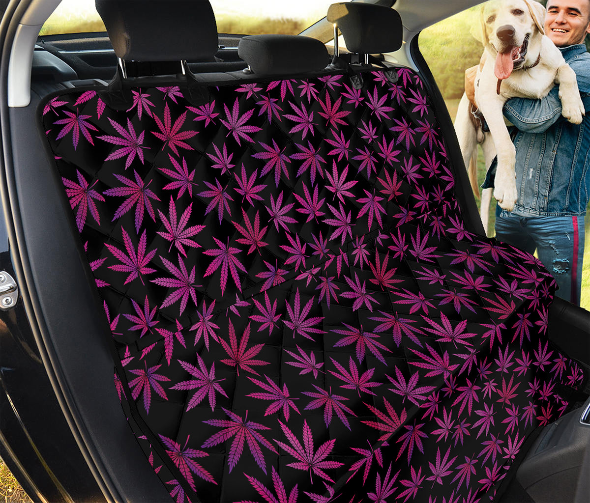 Purple Marijuana Leaf Pattern Print Pet Car Back Seat Cover