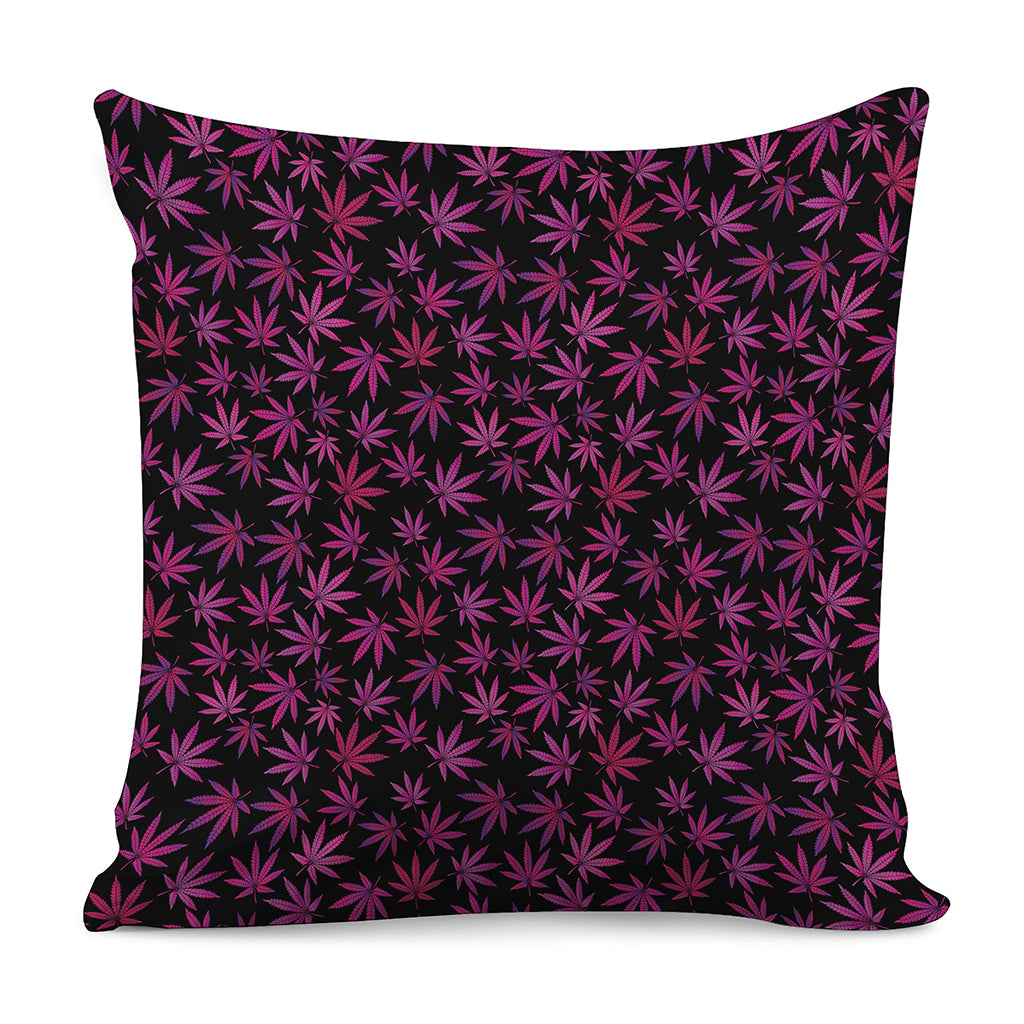 Purple Marijuana Leaf Pattern Print Pillow Cover