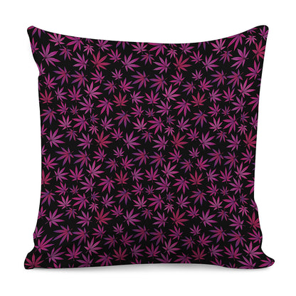 Purple Marijuana Leaf Pattern Print Pillow Cover