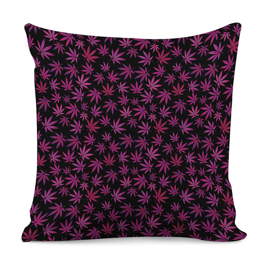 Purple Marijuana Leaf Pattern Print Pillow Cover