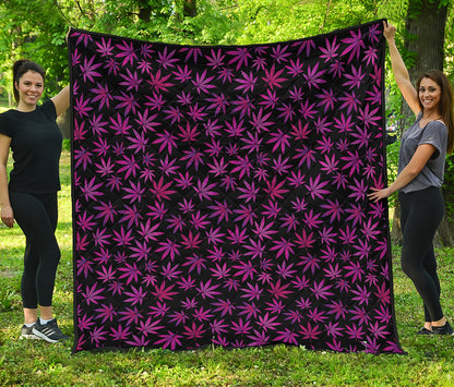 Purple Marijuana Leaf Pattern Print Quilt
