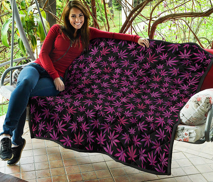 Purple Marijuana Leaf Pattern Print Quilt