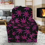 Purple Marijuana Leaf Pattern Print Recliner Slipcover