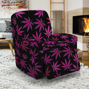 Purple Marijuana Leaf Pattern Print Recliner Slipcover