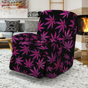 Purple Marijuana Leaf Pattern Print Recliner Slipcover