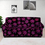 Purple Marijuana Leaf Pattern Print Sofa Cover