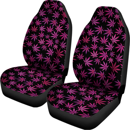 Purple Marijuana Leaf Pattern Print Universal Fit Car Seat Covers