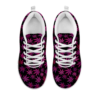 Purple Marijuana Leaf Pattern Print White Sneakers