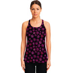 Purple Marijuana Leaf Pattern Print Women's Racerback Tank Top