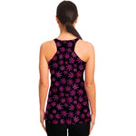Purple Marijuana Leaf Pattern Print Women's Racerback Tank Top