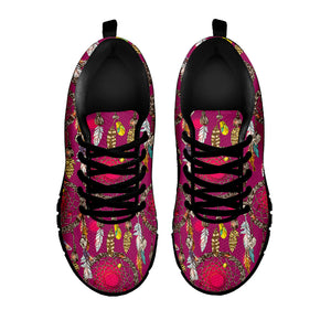 Purple Native Dream Catcher Print Black Sneakers