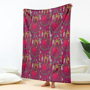 Purple Native Dream Catcher Print Blanket