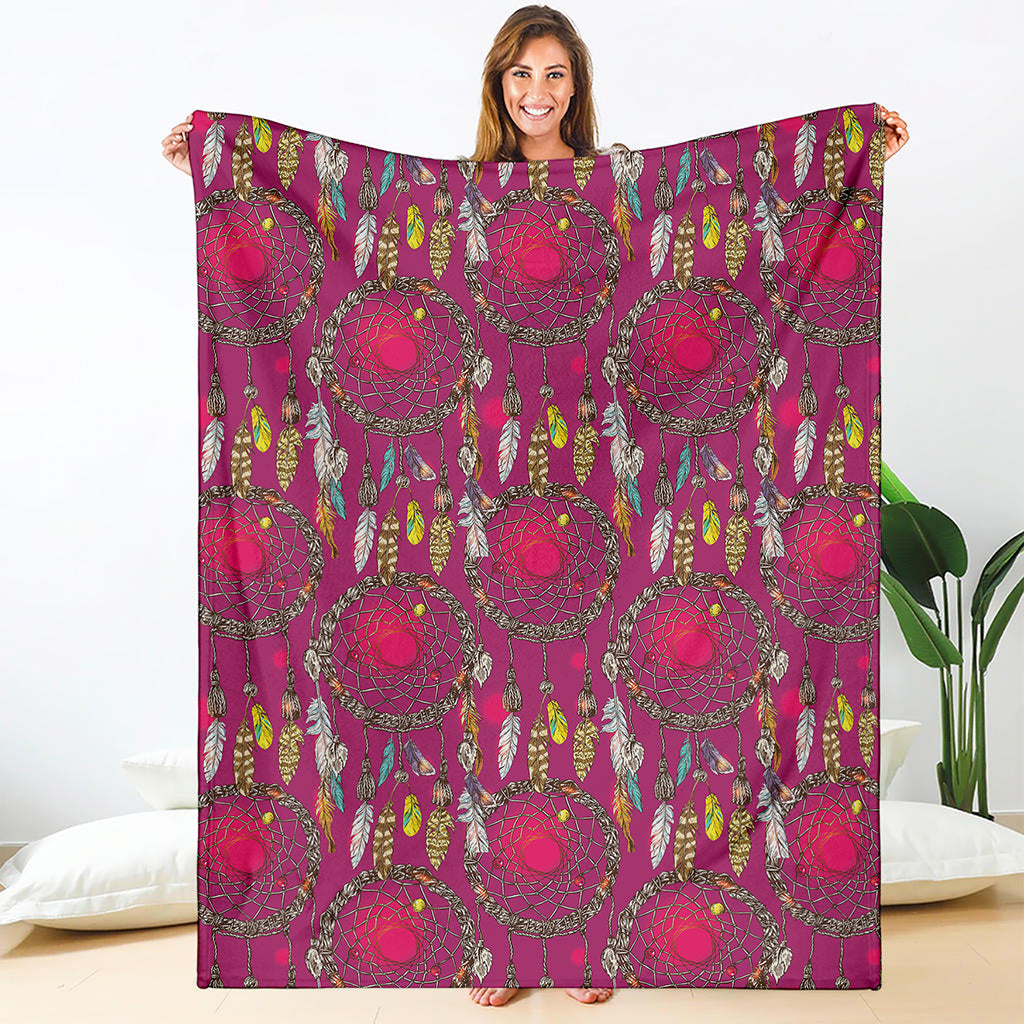 Purple Native Dream Catcher Print Blanket