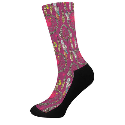 Purple Native Dream Catcher Print Crew Socks