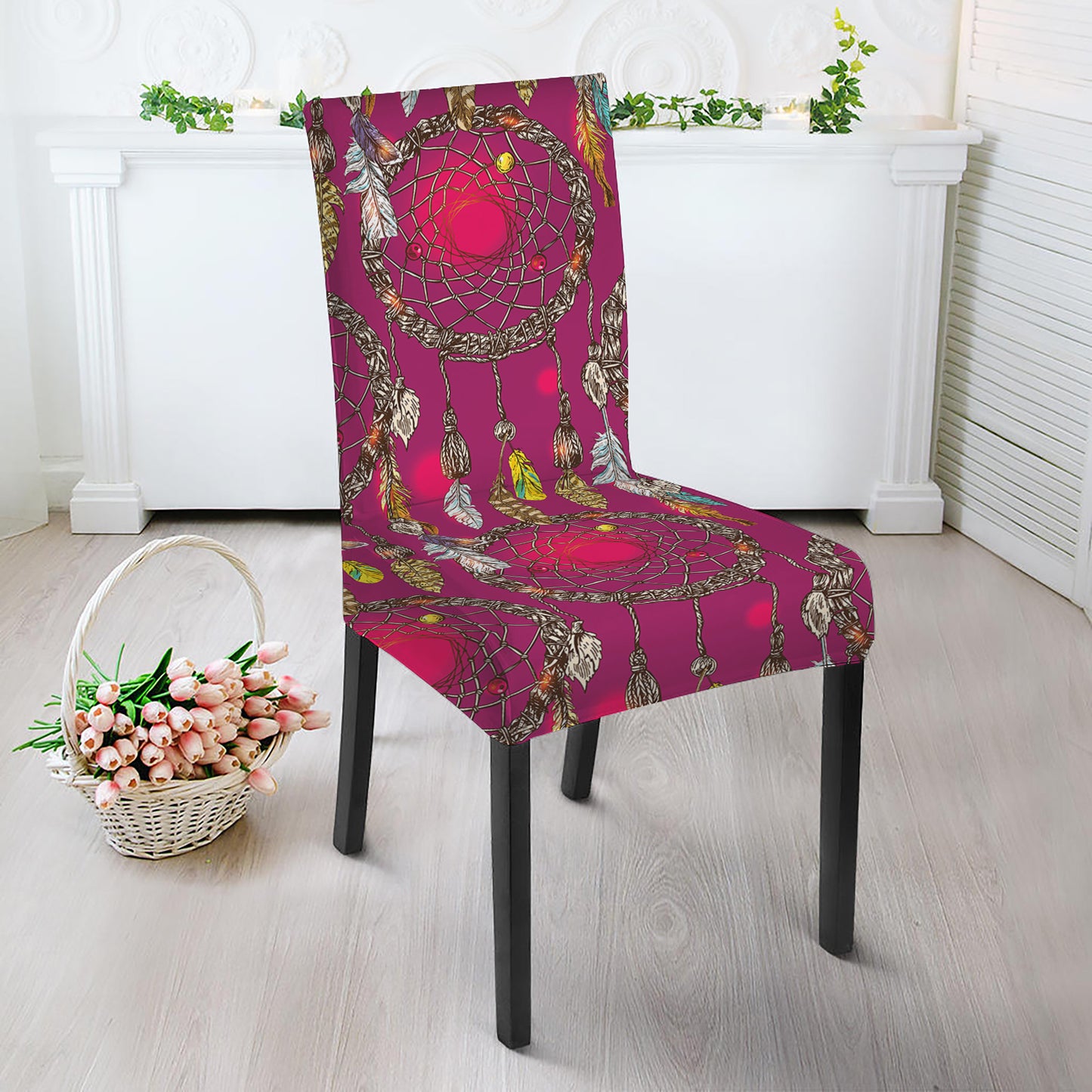 Purple Native Dream Catcher Print Dining Chair Slipcover