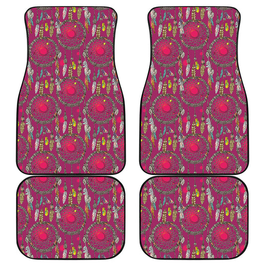 Purple Native Dream Catcher Print Front and Back Car Floor Mats