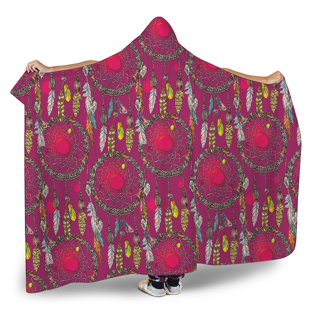 Purple Native Dream Catcher Print Hooded Blanket