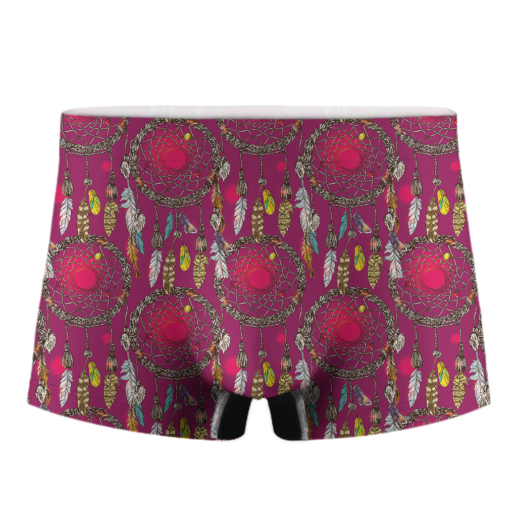 Purple Native Dream Catcher Print Men's Boxer Briefs