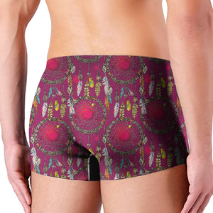 Purple Native Dream Catcher Print Men's Boxer Briefs