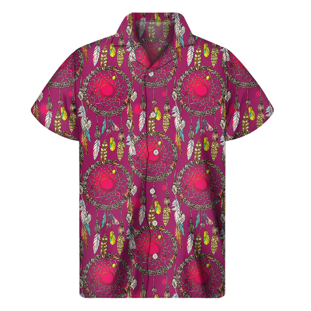 Purple Native Dream Catcher Print Men's Short Sleeve Shirt