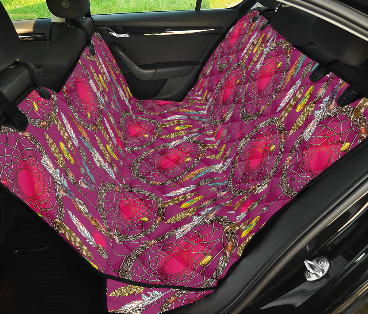 Purple Native Dream Catcher Print Pet Car Back Seat Cover