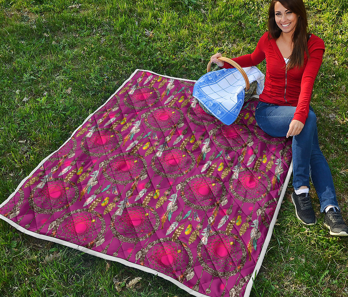 Purple Native Dream Catcher Print Quilt
