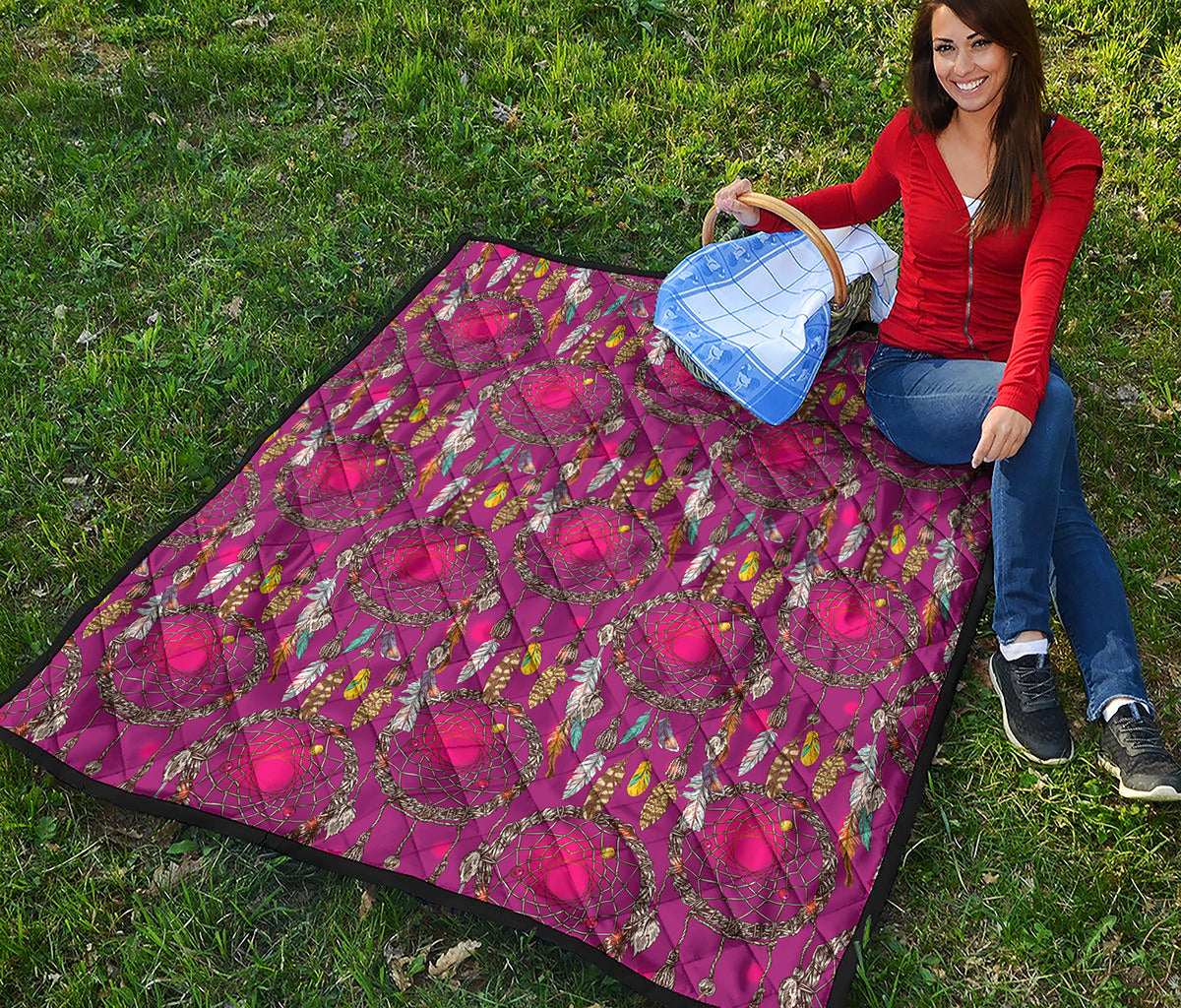 Purple Native Dream Catcher Print Quilt
