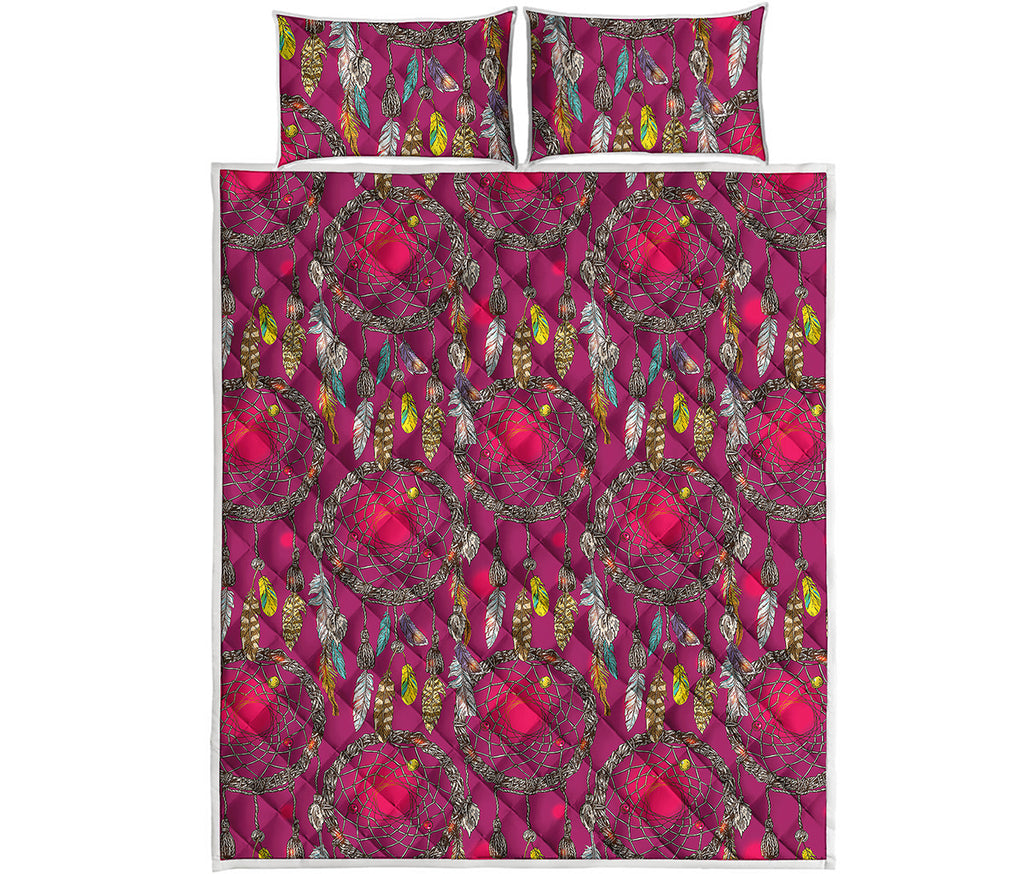 Purple Native Dream Catcher Print Quilt Bed Set