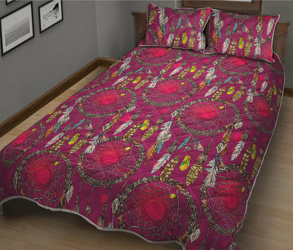 Purple Native Dream Catcher Print Quilt Bed Set