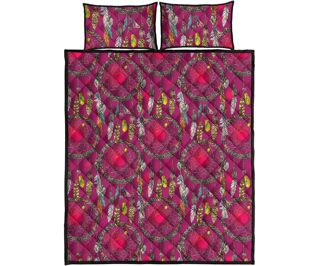 Purple Native Dream Catcher Print Quilt Bed Set