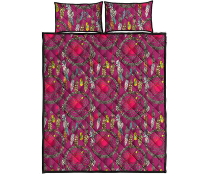 Purple Native Dream Catcher Print Quilt Bed Set