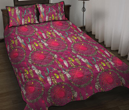 Purple Native Dream Catcher Print Quilt Bed Set