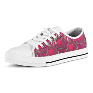 Purple Native Dream Catcher Print White Low Top Shoes