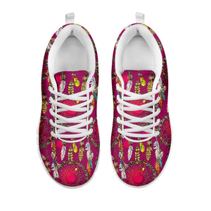 Purple Native Dream Catcher Print White Sneakers