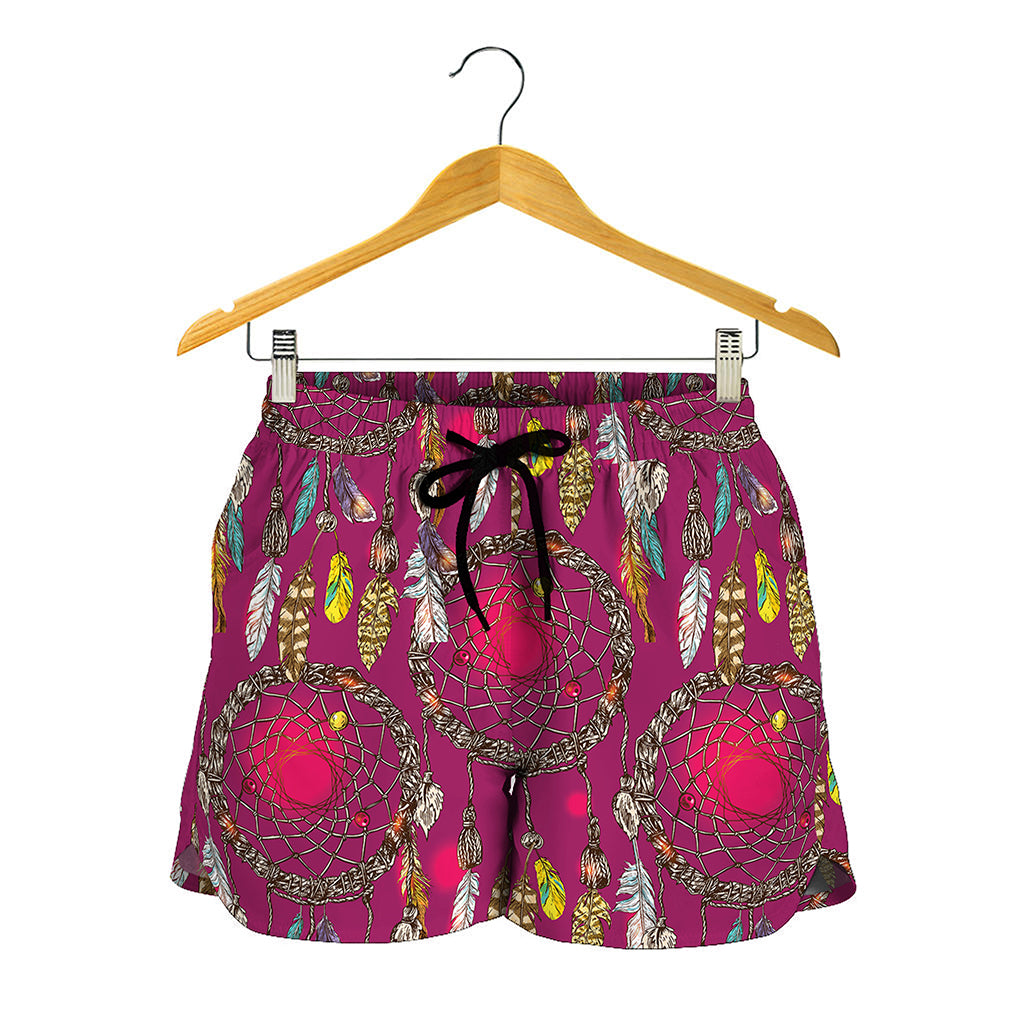 Purple Native Dream Catcher Print Women's Shorts