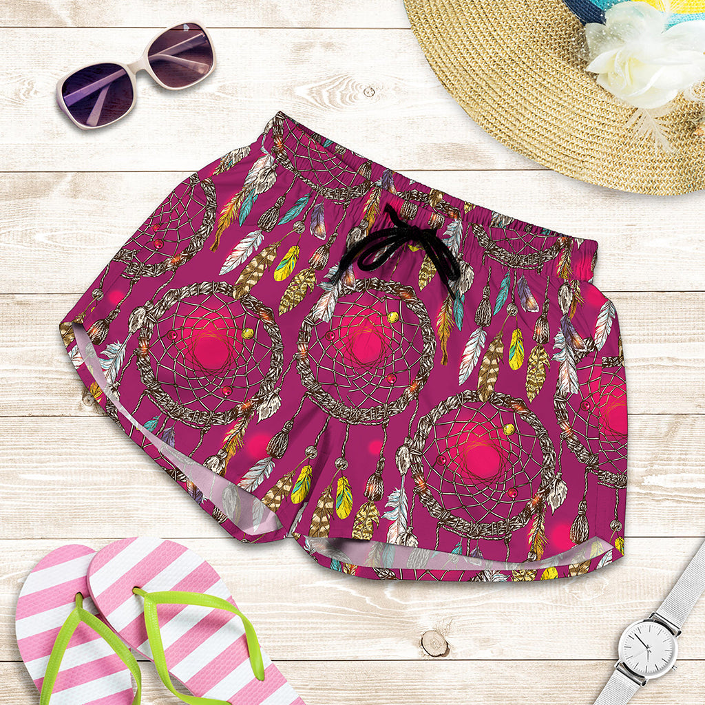 Purple Native Dream Catcher Print Women's Shorts