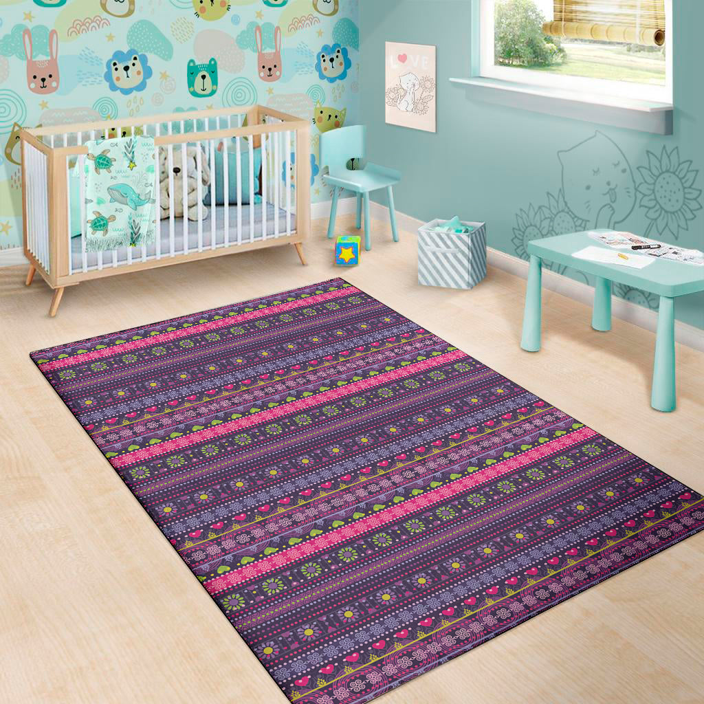 Purple Native Tribal Pattern Print Area Rug