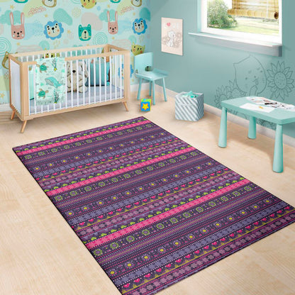 Purple Native Tribal Pattern Print Area Rug